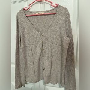 Time after Time Boho Tan V-neck Sweater Size large NWOT